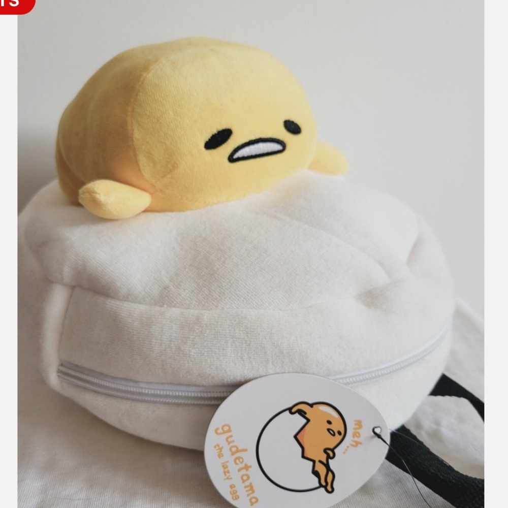 Sanrio Gudetama Plush Mini Backpack - Yellow & White